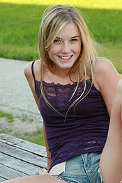 Picnic table stripshow by gorgeous teen Jewel from Private School Jewel